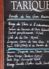 Menu Oenobar - Un extrait de menu