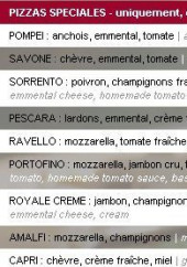 Menu Pizza Capri - Les pizzas speciales