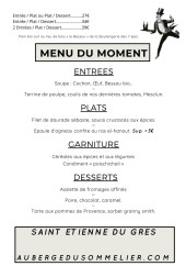 Menu L'Auberge Du Sommelier - Le menu du moment