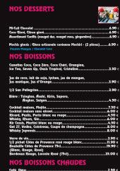 Menu Kohmen - Les desserts, boissons, ...