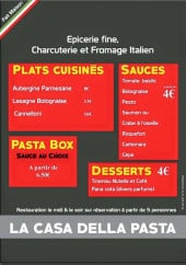 Menu La Casa Della - Plats, sauces; desserts,....