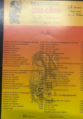 Menu Kim-Long - La carte