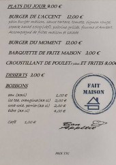 Menu L' Accent - Les plats du jour, dessert et boissons