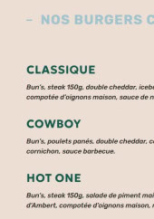 Menu Bistro Burger - Les burgers créations