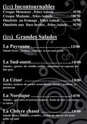Menu (La) brasserie - Les salades, pâtes et incontournables