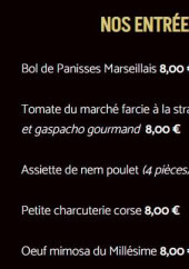 Menu Le Millesime - Les entrées