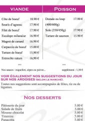 Menu Le Sandra - Les viandes, poissons,....