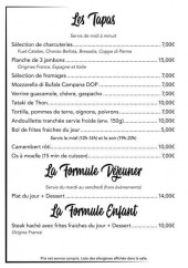 Menu Jimmy n Drinks - Tapas et formules