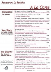 Menu La Péniche - Entrées, plats et desserts