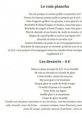 Menu Le Q.G - A la carte suite