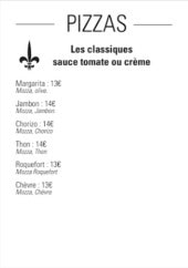Menu Les Gourmands - Les pizzas classiques