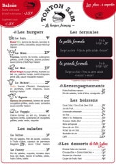 Menu Tonton sam - Burgers, menu...