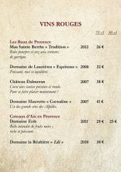 Menu Café de la Place - Les beaux de provence,châteaux d'aix en provence
