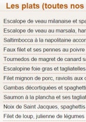 Menu Le Roma - Les plats