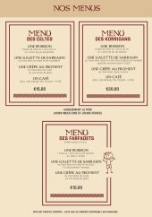 Menu La Table des Celtes - Les menus