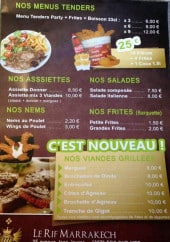 Menu Le Rif Marrakech - Les menus tenders, assiettes, salades,...