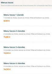 Menu The Break Food - Les menus tacos