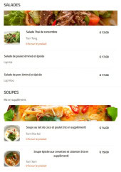 Menu Café Siam du Lac - Les salades et soupes