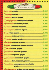 Menu La Cigale - Les pizzas