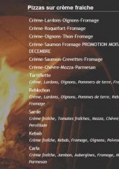 Menu Cave à pizza - les pizzas à la crème fraîche