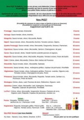 Menu La Pizz' di Napoli - Pizzas, salades, boissons,.....