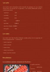 Menu Ishi Sushi - Les sushis, makis et plateaux