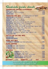 Menu Mic Mac - Les sandwiches, menus,....