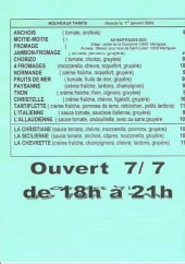 Menu Top Pizza - anchois, moitie-moitie, fromage, jambon fromage, normande...