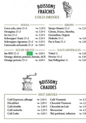 Menu Comptoir d'Entrecasteaux - Les boissons fraiches et boissons chaudes