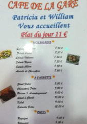 Menu Café De La Gare - Les salades, assiettes et pates