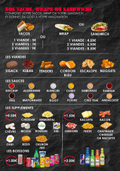 Menu O'Manaï - Les tacos, wraps, ...