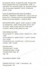 Menu Bocadillo - Les sandwiches, salades,....