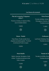 Menu La Muse pâtes - Les sauces du moment