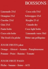 Menu Le Continental - Les boissons fraîches 
