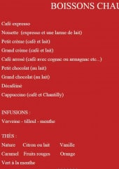 Menu Le Continental - Les boissons chaudes 
