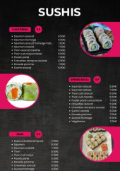 Menu Rubis Sushi - California, spring rolls et maki