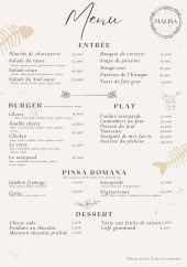 Menu Le Malisa Beach - Les menus