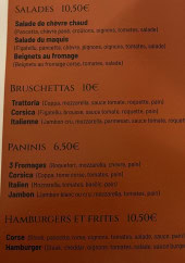 Menu Trattoria corsica - Les salades, bruschettas et paninis, ...