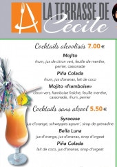 Menu La Terrasse de Cécile - Les cocktails