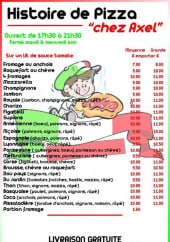 Menu Histoire de pizza "Chez Axel" - Les pizzas