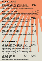 Menu La Cabane - Les salades, burgers