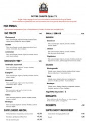 Menu Burger Street - Les formules