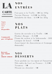 Menu Mooky's - Les plats à la carte