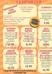 Menu La Renaissance - les plats a emporter