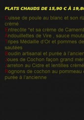 Menu Auberge des Deux Tonneaux - Les plats chauds 