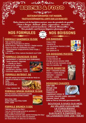 Menu Bricks & Food - Les formules et boissons