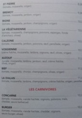 Menu Bar De L'Amitié - Les pizzas