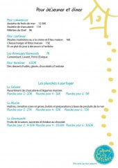 Menu Cabane Perchée - pour dejeuner et diner
