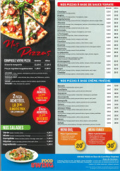 Menu Swing Food - Les pizzas, salades, ...