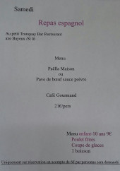 Menu Au petit tronquay - Exemple de menu